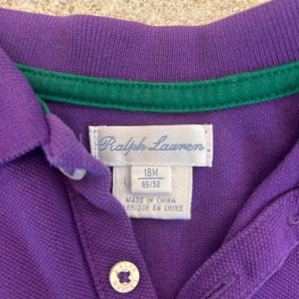 Ralph Lauren Purple Green‎ Logo Polo Long Sleeve Top Size 18 Months